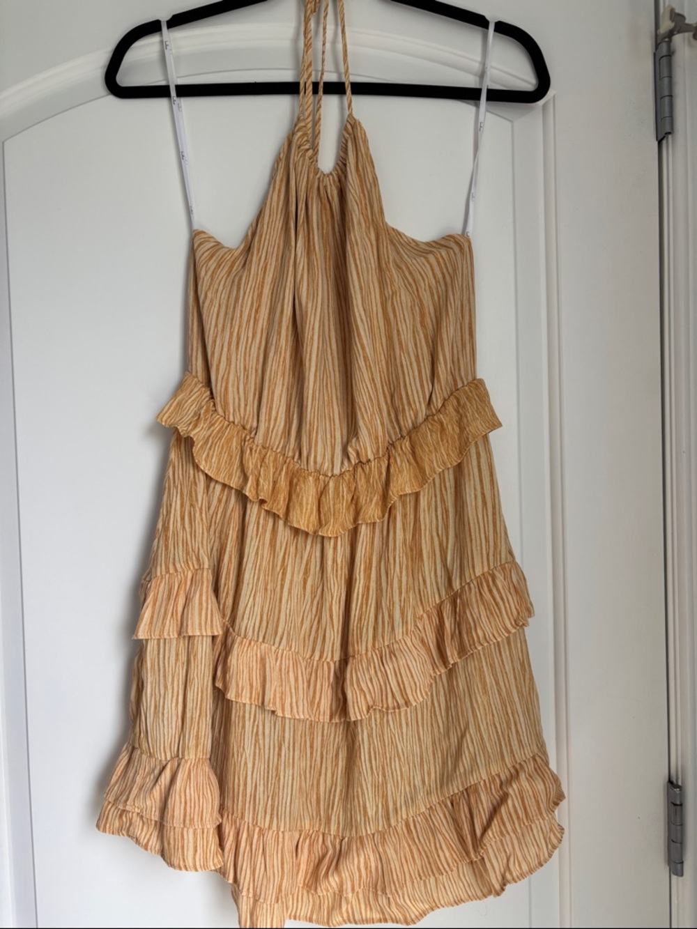 Lulu's Yellow Tiered Ruffle Halter Dress